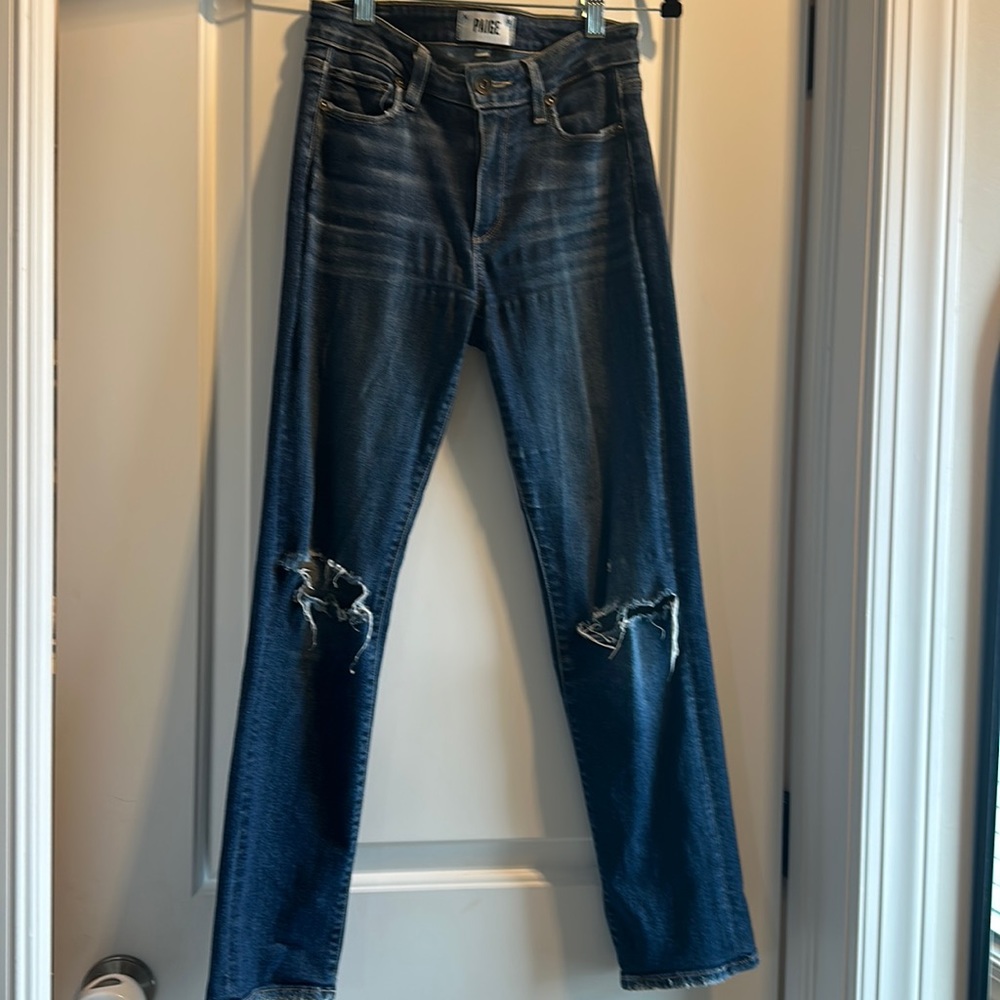 Paige jacqueline straight distressed jeans size 24